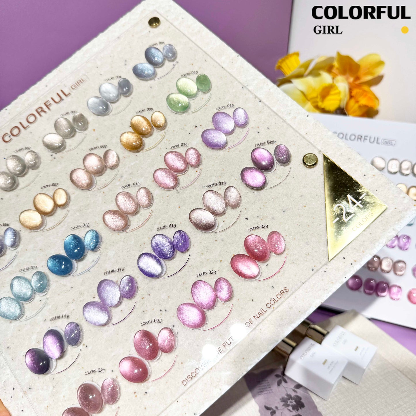 【พร้อมส่ง】Colorful Girl 24สี เจลแคทอายผิวซาตินมุก เนื้อเจลแคทอาย ซาติน 24สี สีลูกแก้ว พร้อมแถมชาร์ทสี (ทาให้แล้ว) สีสวย เงางาม เม็ดสีแน่นชัด