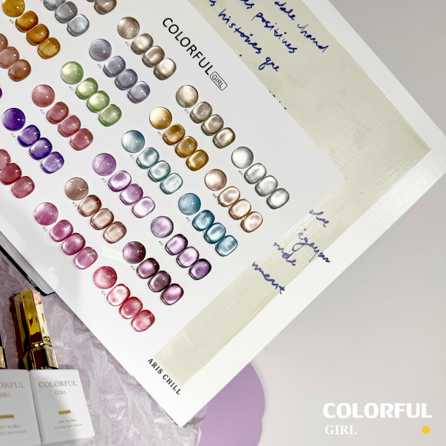 【พร้อมส่ง】Colorful Girl เซต 24 สีเจลแคทอาย ซาตินมุก✨ สีลูกแก้วสุดหรู แถมชาร์ทสี (ทาให้แล้ว) เม็ดสีแน่น สีสวย เงางามติดทนนาน💅