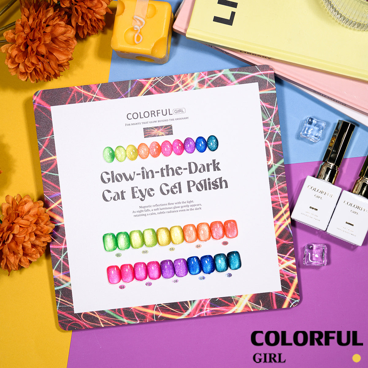 COLORFUL GIRL Top Coat เรืองแสง｜1 ขวดใช้ได้กับทุกสี｜ ขนาด 12 มล. / ลูกแก้ว