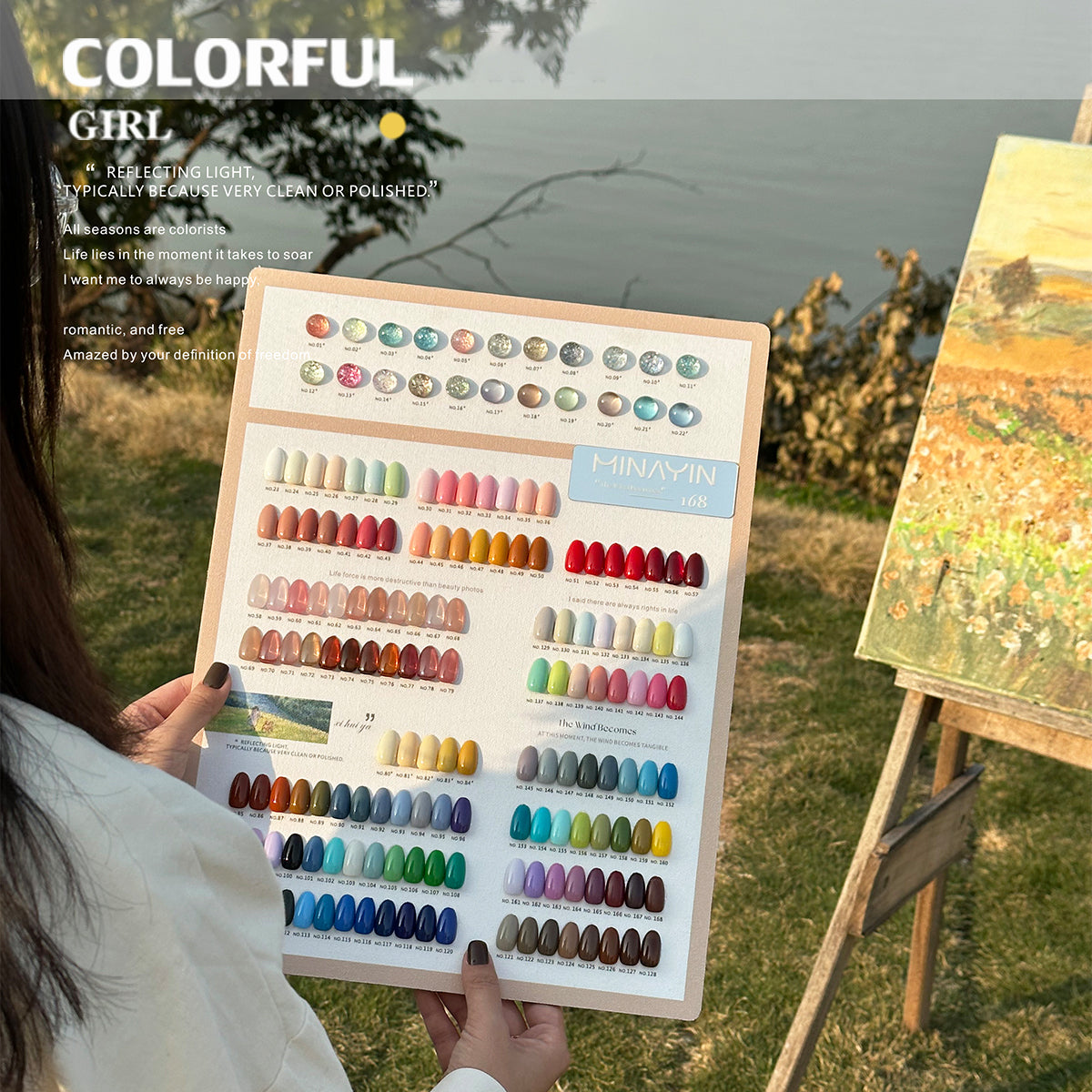 MINGYIN ชุดเปิดร้านสีเจลทำเล็บ 168 สี พร้อมขาตั้ง การ์ดสีใหญ่-เล็ก แถมเบสและท็อปเงา 💅✨