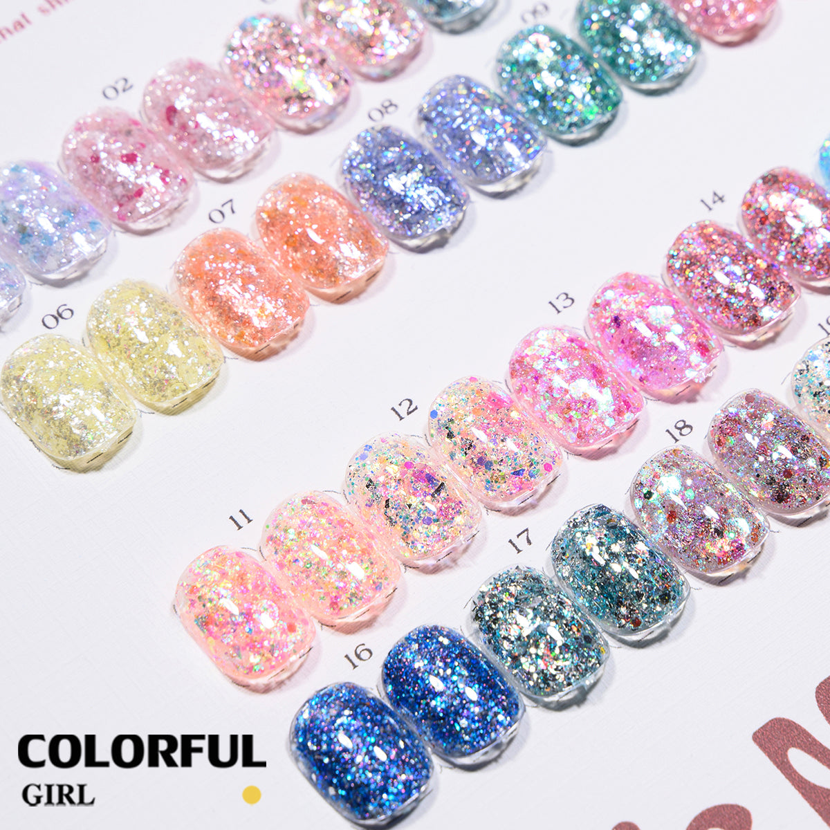 COLORFUL GIRL มีให้เลือก 40 สี ผงกลิตเตอร์ล็บสูตรพิเศษ  กลิตเตอร์ใหญ่-เล็ก ผสมเปลือกหอย ผงโอปอล ออโรร่า