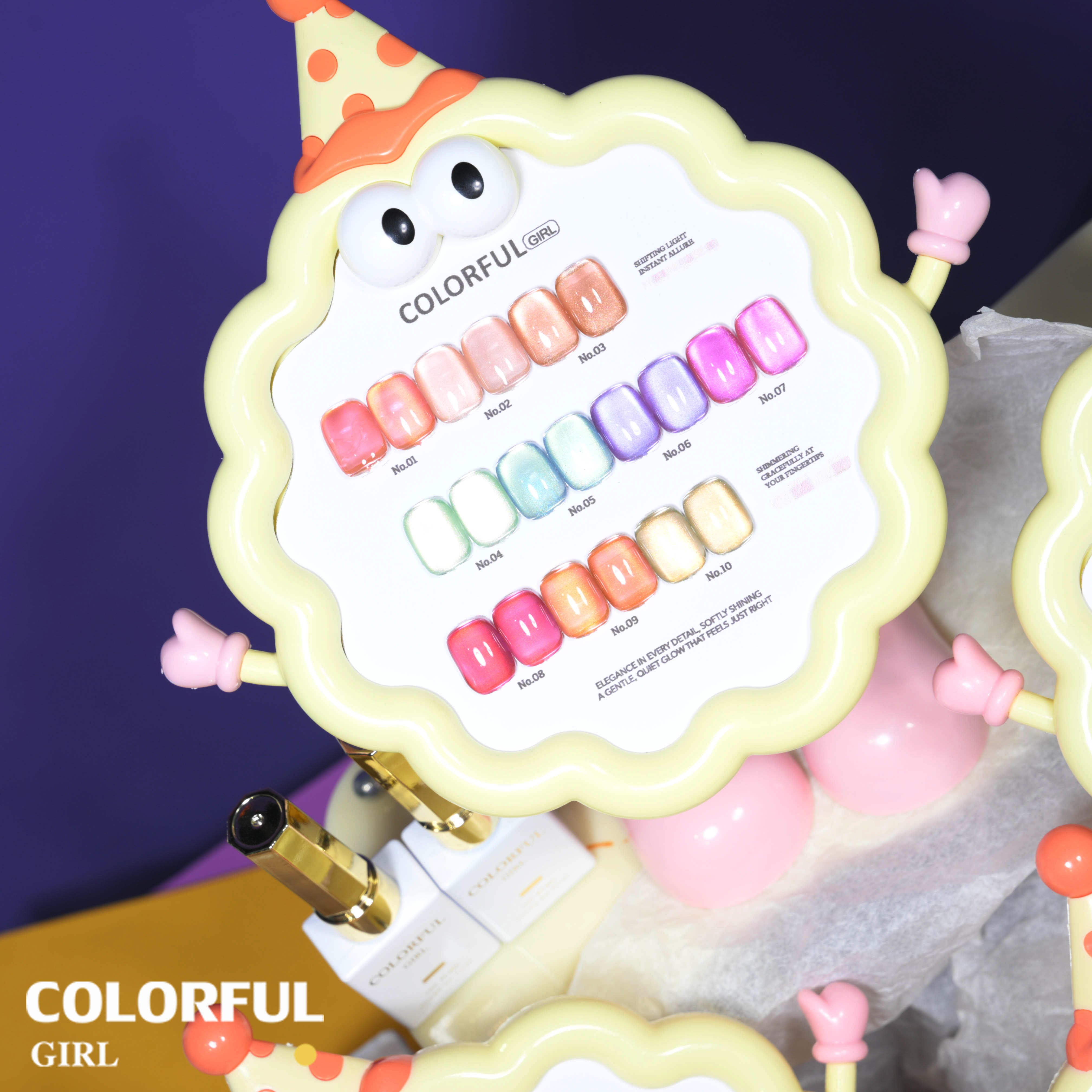 COLORFUL GIRL สีเจลแคทอาย 10 สี ✨ ฟีลซอฟต์มินนี่ลูกกวาดสุดน่ารัก｜เจลลูกแก้วฉ่ำ ๆ แบบเยลลี่｜โทนสีสาวน่ารักสดใส 💛 (ทามาให้แล้ว พร้อมใช้งาน)