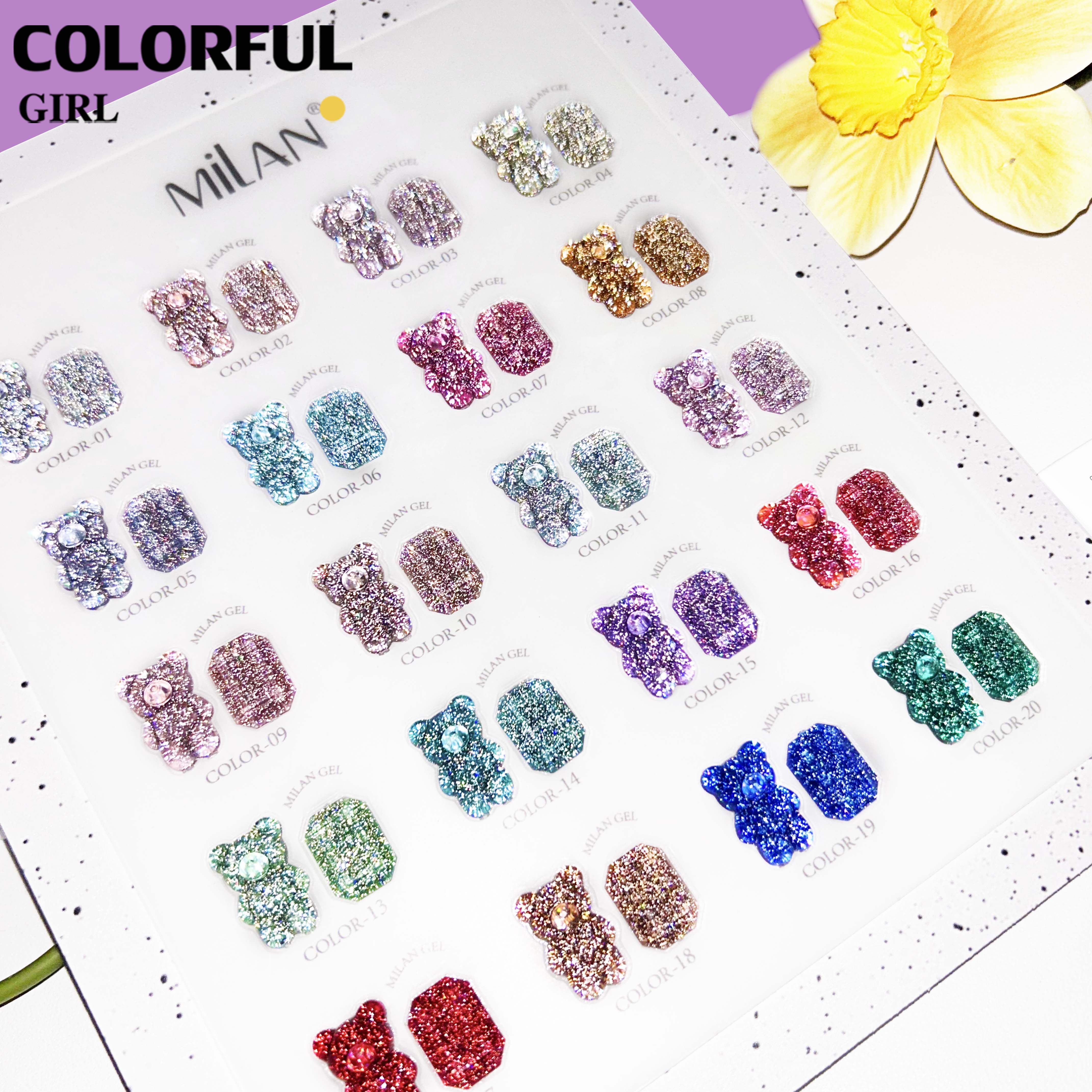 【พร้อมส่ง】MILAN 20 สีเจลแฟลช (Milan) สีเจลทาเล็บ แถมชาร์ทสี | ชุดสี 20 สี + ฟรีชาร์ทสี