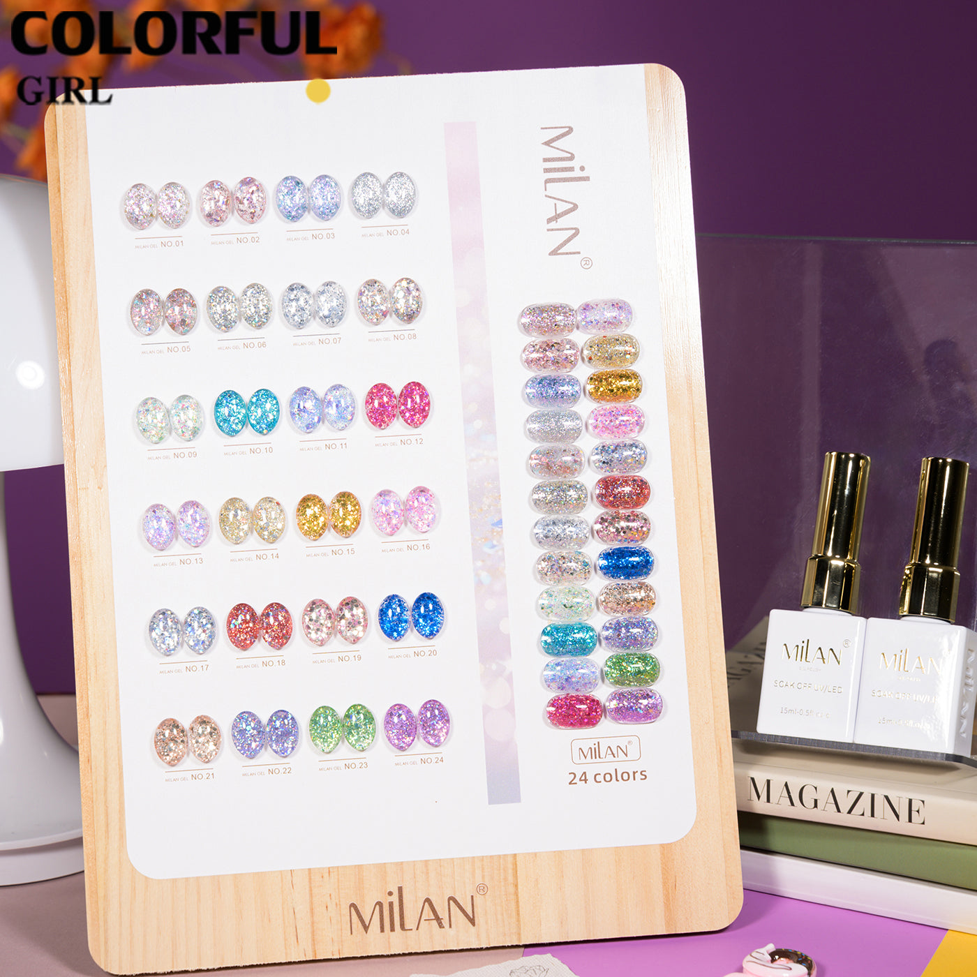 เจลเล็บ MILAN 24 สี | สีเจลกลิตเตอร์วิบวับจัดเต็ม | วิ้งกระแทกตา เล่นแสงสุดปัง | ทาแล้วดูแพงทันที 💎(ทามาให้แล้ว พร้อมใช้งาน) สีเจลกลิตเตอร์เนื้อแน่น |