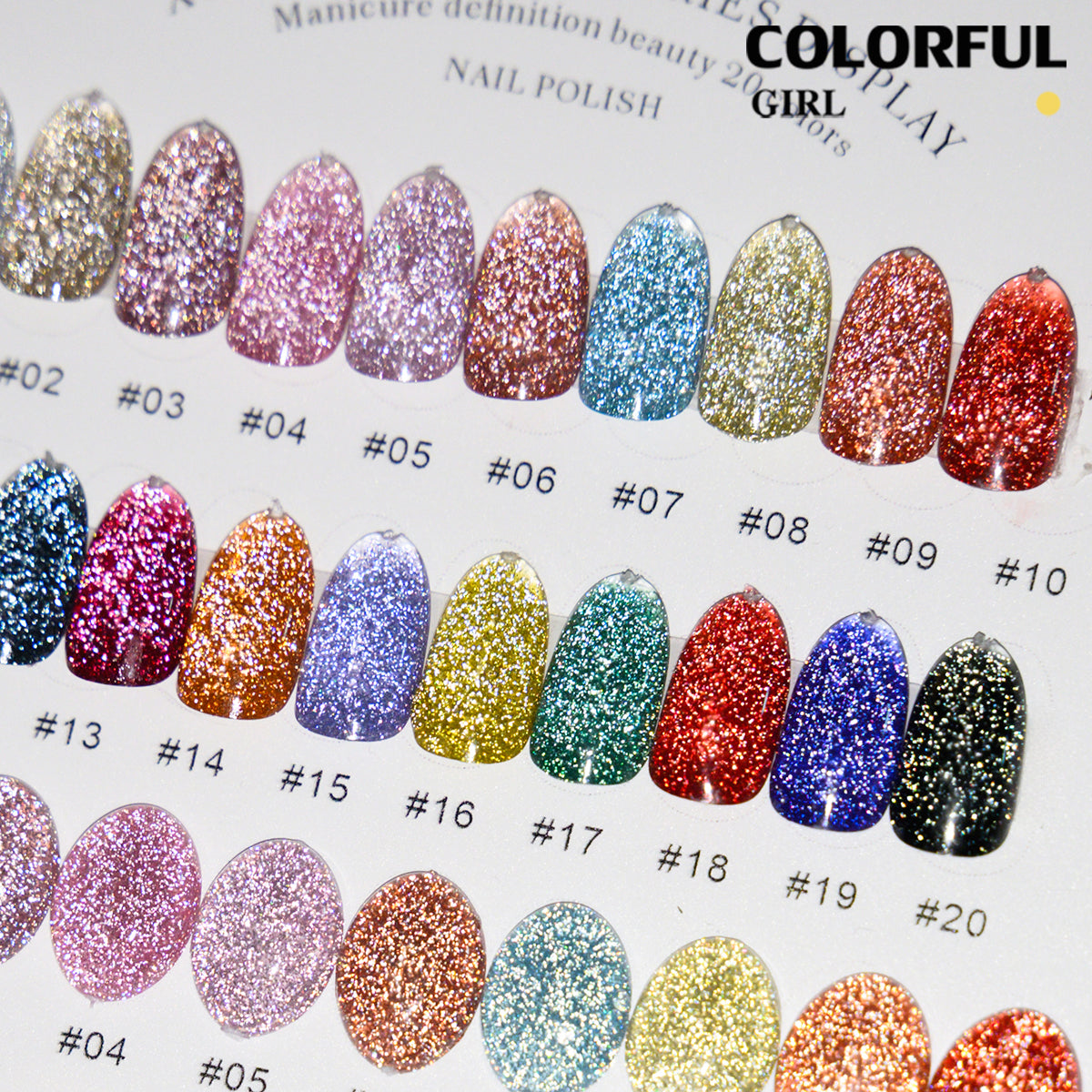 XUANFEIER 20 สี ·สีเจลแฟลช  ประกายทรายดาว · คอลเลกชันสีเจลกลิตเตอร์ความหนาแน่นสูง  (ทามาให้แล้ว พร้อมใช้งาน) Flash Gel
