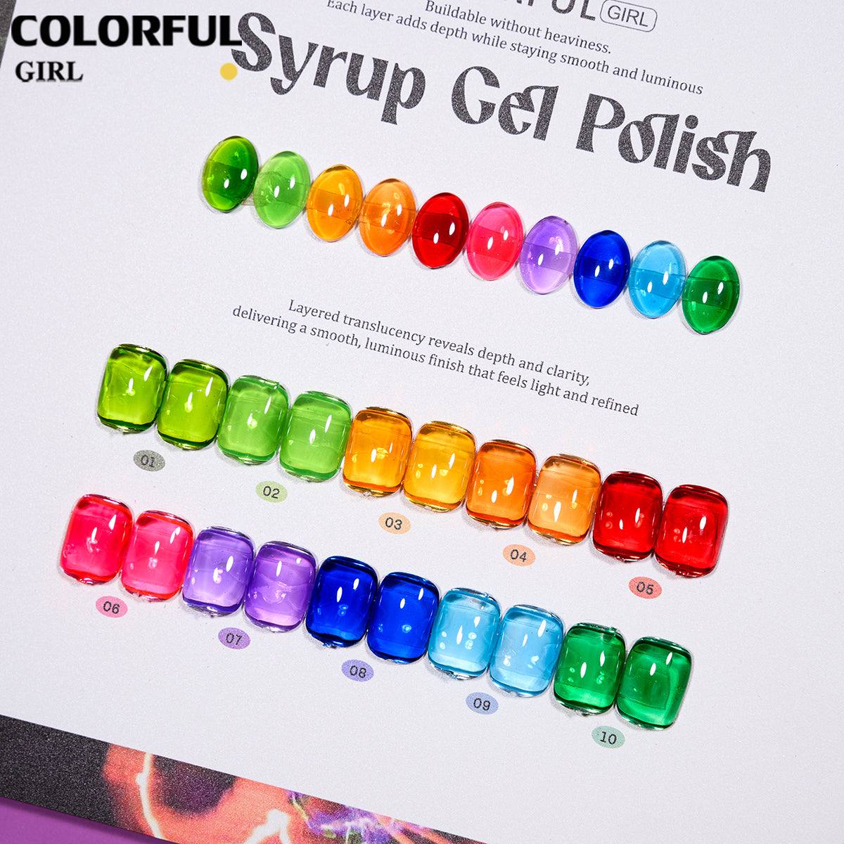 COLORFUL GIRL Top Coat เรืองแสง｜1 ขวดใช้ได้กับทุกสี｜ ขนาด 12 มล. / ลูกแก้ว / แฟลช