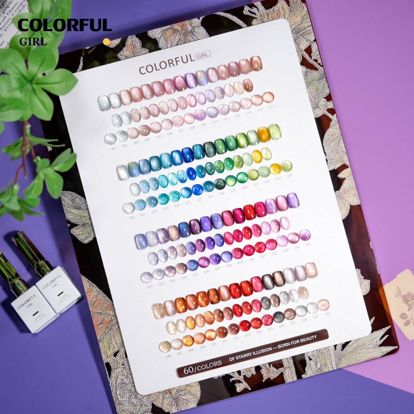 COLORFUL GIRL 60 สี ✨ สีเจลแคทอายเนื้อซาติน + สีเจลแคทอายลูกแก้ว  สีสวยแน่นชัด ติดทนนาน ฟรีชาร์ทสี