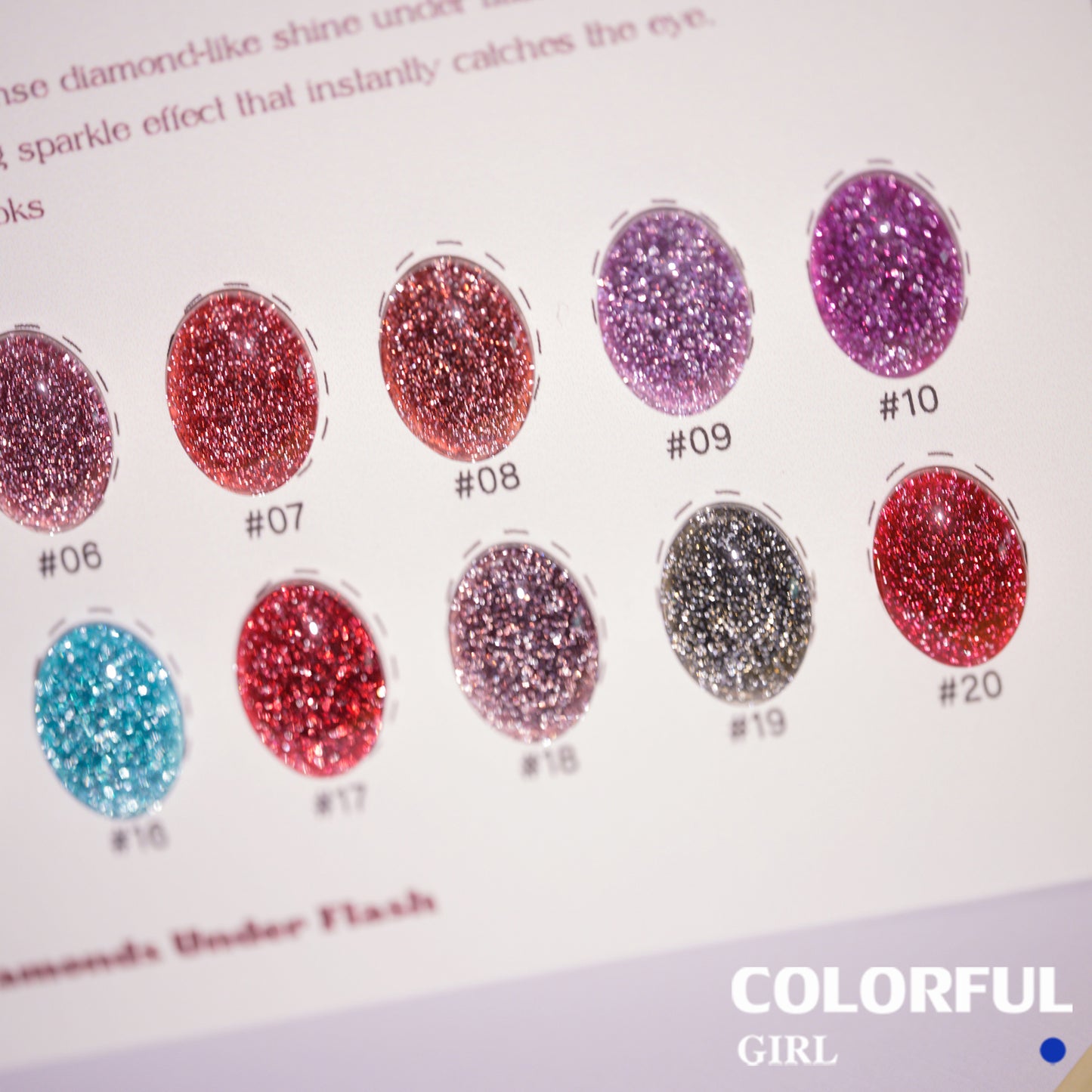 Colorful Girl สีเจลแฟลช 20 สี ✨ เนื้อเจลวิ้งละเอียด สีแน่น เงางาม ติดทนนาน แถมชาร์ทสี