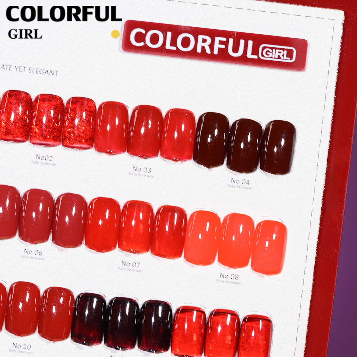 "Colorful Girl โทนสีแดง ✨ 20 สีครบเซ็ต｜รวมหลายเนื้อเจล (สีพื้น/ไซรัป/แฟลช/แคทอาย) ลุคหรูหรา เปล่งประกายดุจดอกกุหลาบ 🌹 (แถมชาร์ทสี พร้อมใช้งาน)"