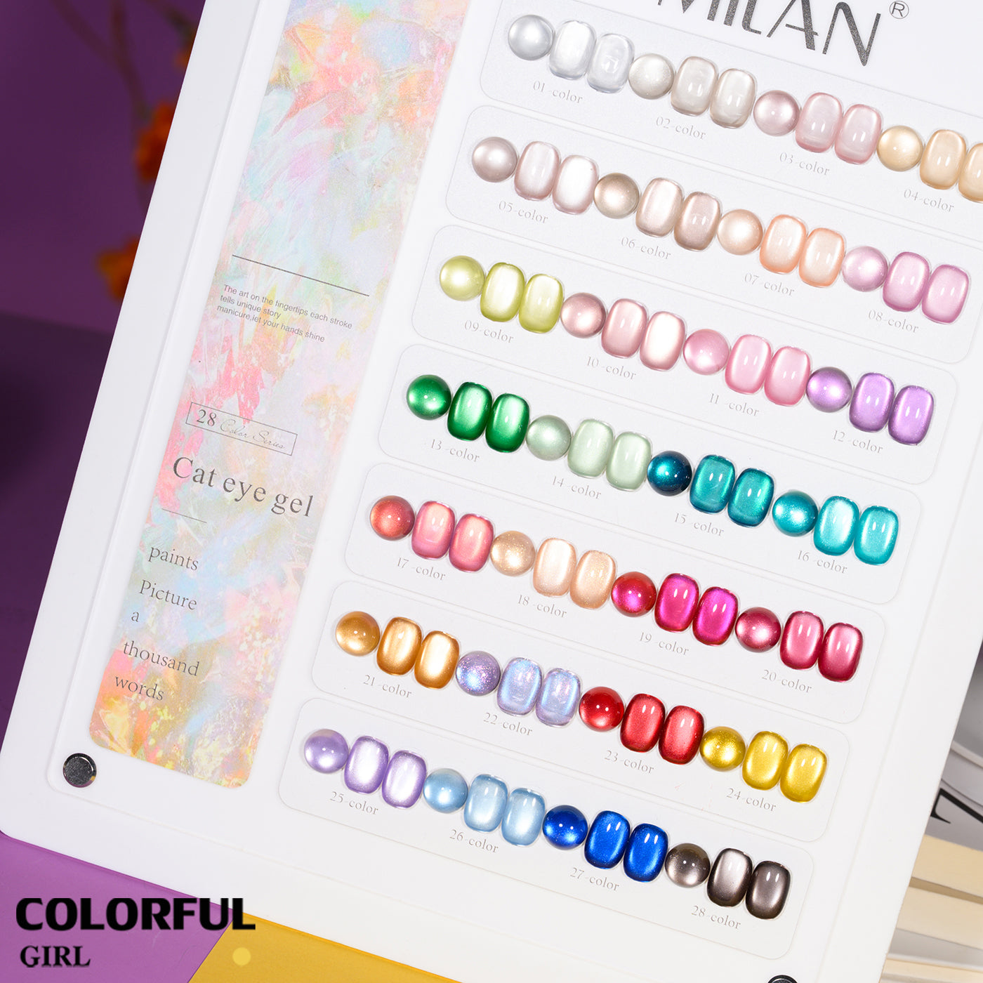 เจลเล็บ MILAN Cat Eye 28 สี | เจลแม่เหล็กตาแมว เนื้อซาติน | สีชัด ติดทนนาน | สร้างเอฟเฟกต์แสงได้ทันที | สำหรับงานเล็บมืออาชีพ (พร้อมใช้งาน)