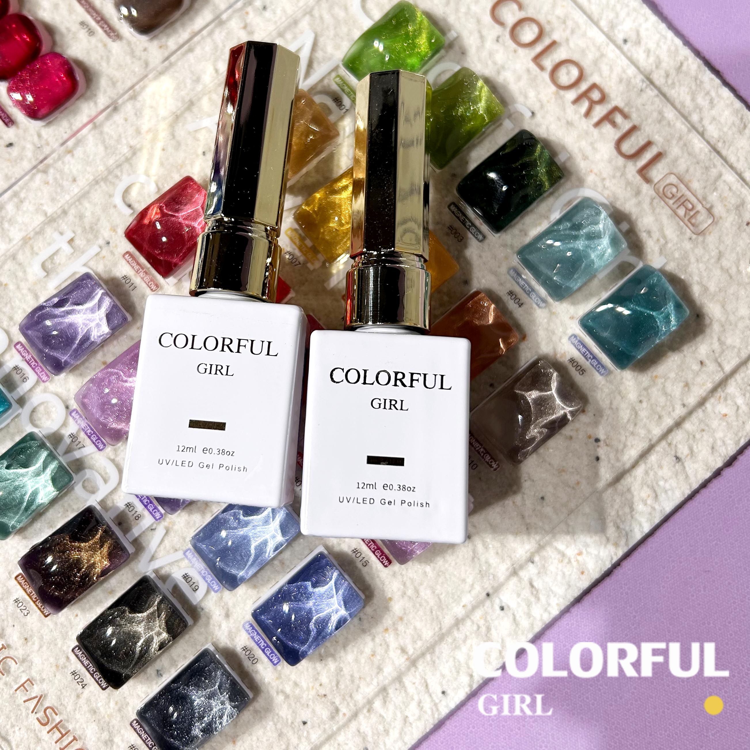 COLORFUL GIRL 25 สี สีเจลแคทอายเนื้อซาติน+สีเจลแคทอาย ฟรีชาร์ทสีสุดพรีเมียม