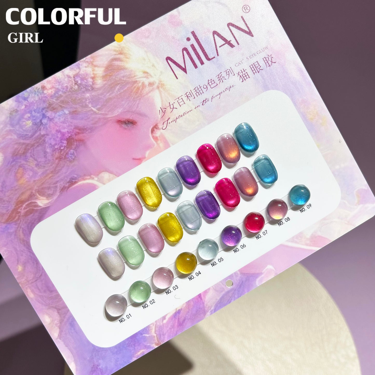 【พร้อมส่ง】MILAN สีเจลแคทอายเนื้อซาติน 9 สีสุดฮิต | สีลูกแก้วแวววาว | แถมชาร์ตสีฟรี! (ทาสีจริงให้แล้ว) แม่เหล็กแน่น เล่นไฟดี Cat eye 9สี