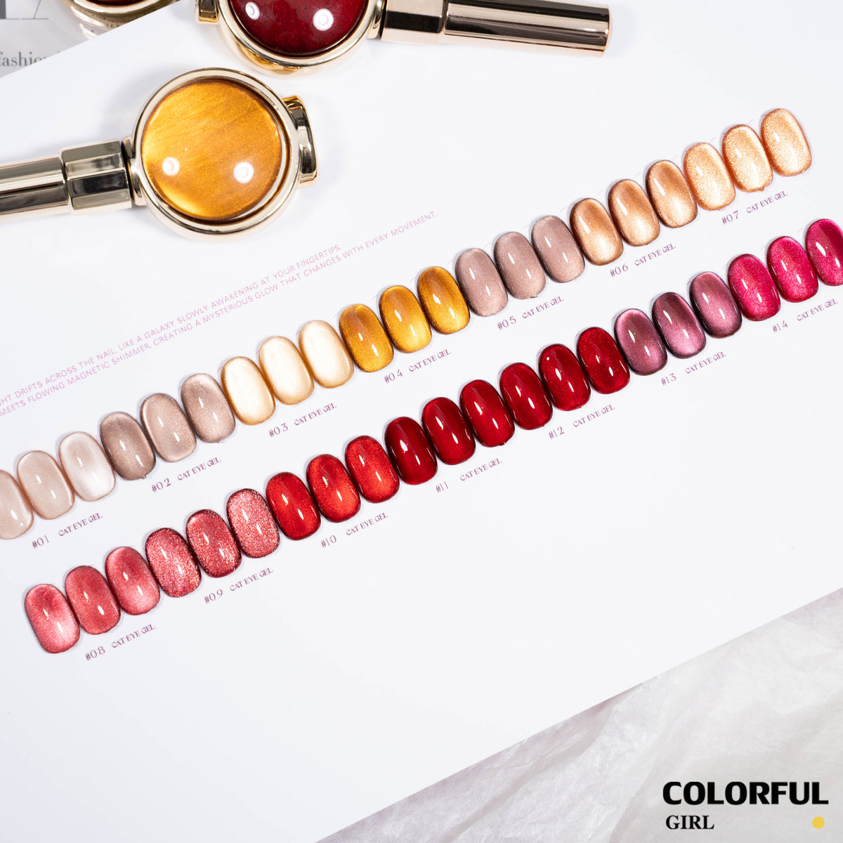 【พร้อมส่ง】โทนสีแดง/โทนสีน้ำตาล แบบแยกขวด Milan Cat Eye สีเจลแคทอาย โทนสีลูกแก้ว เจลทาเล็บ UV/LED 14 สี แยกขวด รหัสสี 01-14 ใช้ร่วมกับแม่เหล็ก "Milan Cat Eye Gel เจลแคทอาย 14 สี｜แบบแยกขวด