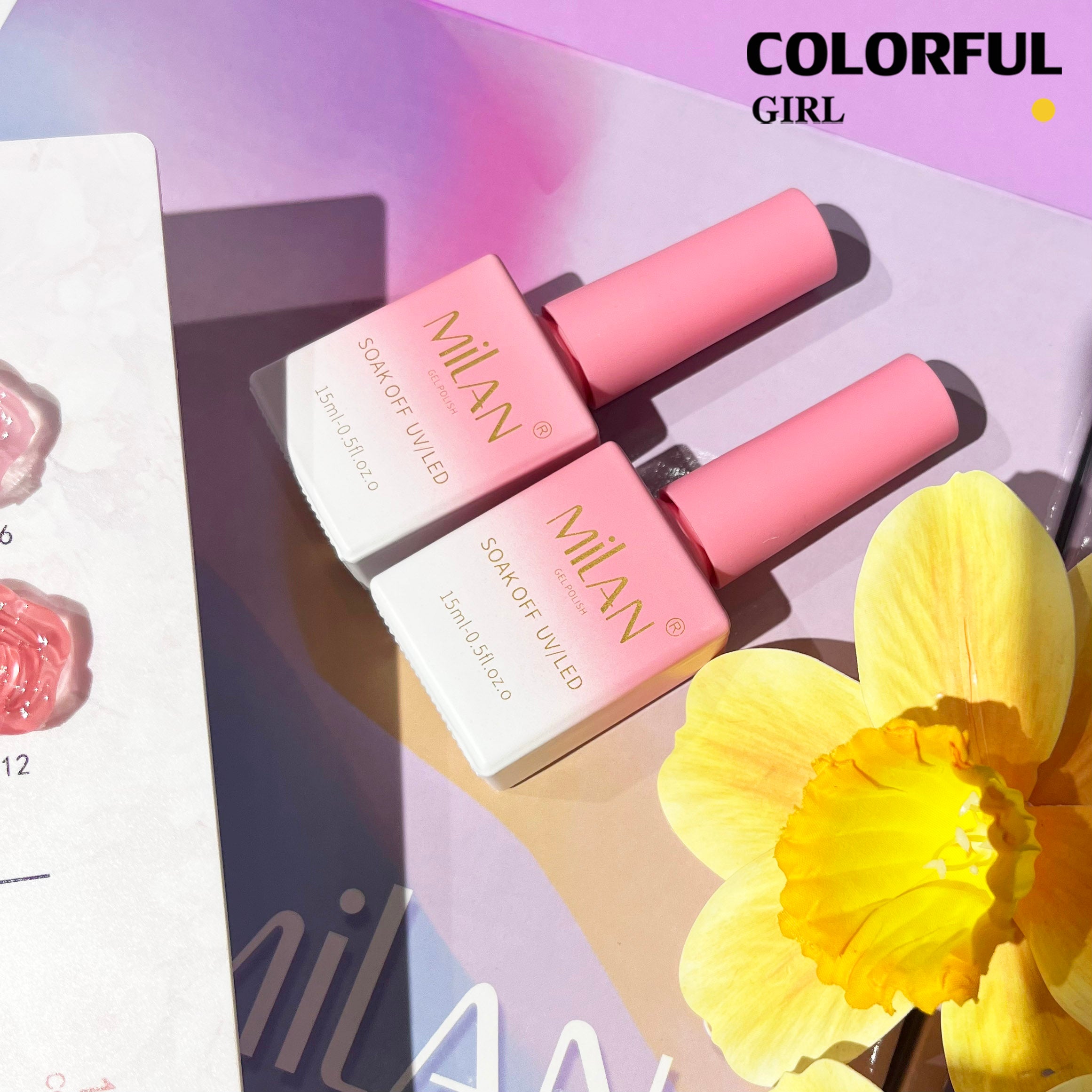 MILAN 12 สี สีเจลไซรัป โทนชมพู Ice Peach 12 สี แถมชาร์ทสีฟรี ชาร์ทดอกกุหลาบ