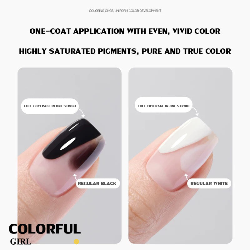 【สินค้าพร้อมส่ง】เจลทาเล็บ Colorful Girl | สีขาว, สีดำ | สีเข้มข้น ทาเพียงครั้งเดียวสีชัด | ปลอดภัยและเป็นมิตรกับสิ่งแวดล้อม