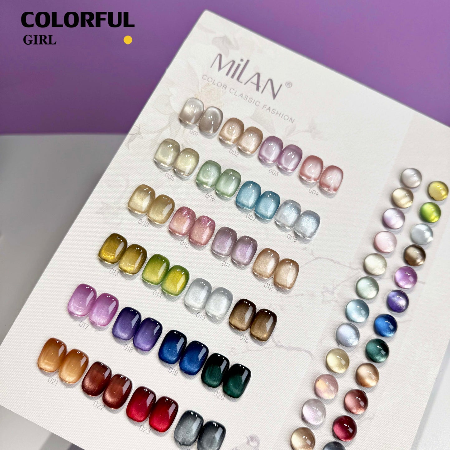 【พร้อมส่ง】MILAN 24สี    สีเจลแคทอายเนื้อซาติน  สีเจลแคทอาย 24สี    สีลูกแก้ว ฟรีชาร์ทสี Cat eye  24สี  (แถม ชาร์ทสี ทามาให้แล้ว)สีสวยมาก