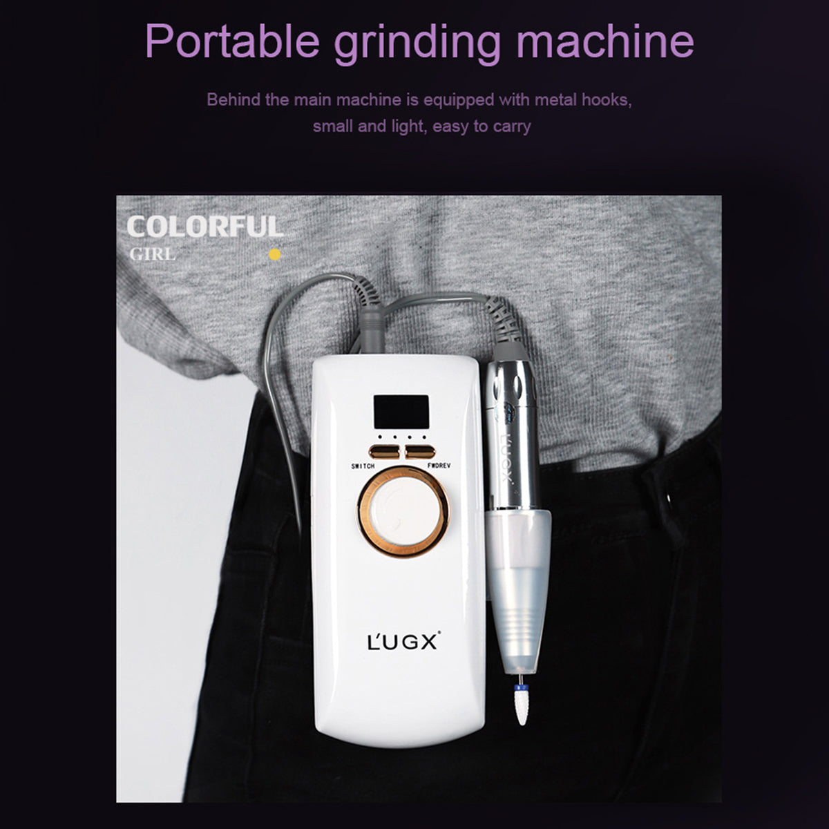 พร้อมส่งในไทย  มีหัวเจียรในกล่อง LUGX เครื่องเจียรไร้สาย  รุ่น LG601 แบตเตอรี่ในตัว 30000RPM เครื่องเจียเล็บ พรีเมี่ยม