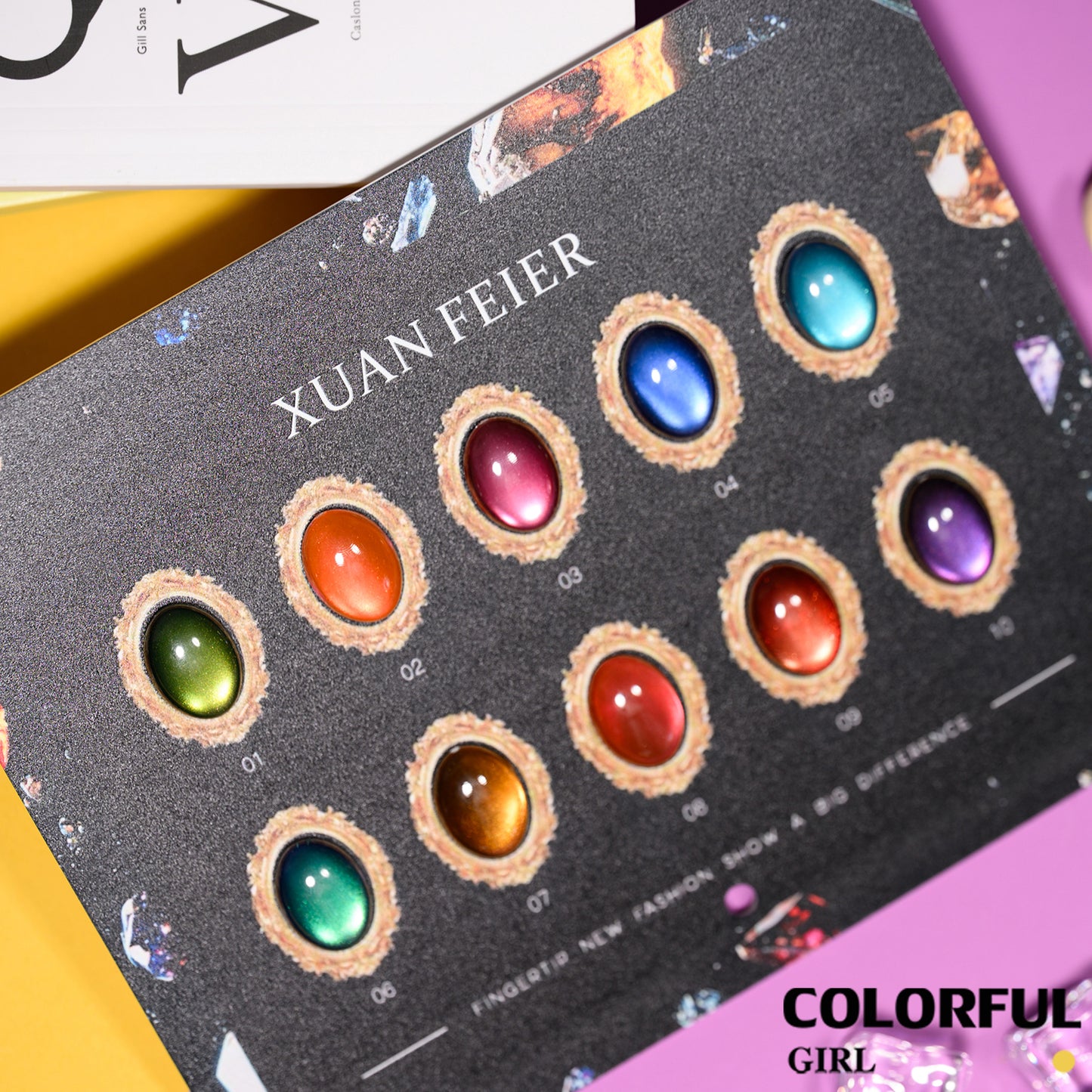 XUANFEIER เจลแคทอาย 10 สี แผ่นสีเจลตาแมวลุคอัญมณี ประกายแสงเปลี่ยนตามมุมมอง · มิติชัดเจน · เงางามดุจอัญมณี · ทุกมุมคือประกายใหม่ (ทามาให้แล้ว พร้อมใช้งาน)