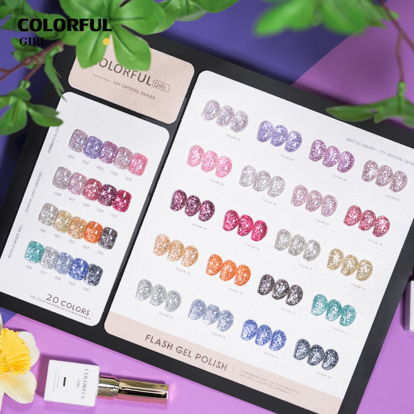 COLORFUL GIRL  เจลแฟลชโอปอล เจลโอปอลกลิตเตอร์แฟลช วิ้งระยิบแบบเพชร 20 สี แถมชาร์ทสีฟรี