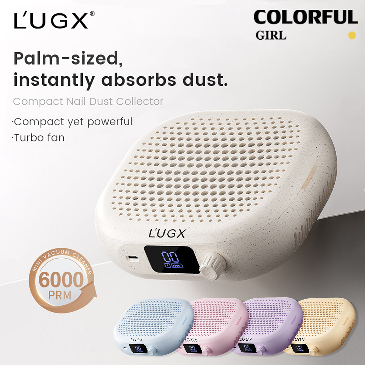 LUGX LG207 / LG207s เครื่องดูดฝุ่นทำเล็บ | ปรับความแรงได้ 10 ระดับ | แผ่นกรอง HEPA | มีให้เลือกแบบเสียบปลั๊ก / แบบชาร์จไฟ