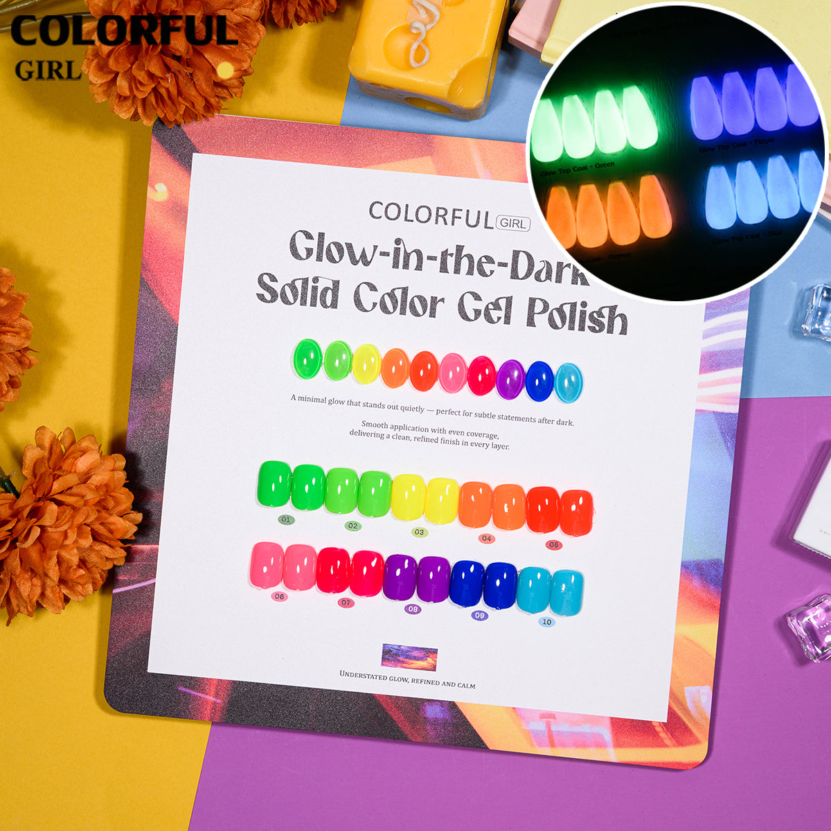 COLORFUL GIRL  Top Coat เรืองแสง｜1 ขวดใช้ได้กับทุกสี｜ ไม่รบกวนสี เลือกได้ 4 สี หนึ่งมือได้ 2 เอฟเฟกต์｜เหมาะสำหรับงานเทศกาลและปาร์ตี้ ✨🌈｜Top Coat เรืองแสง 12 มล.