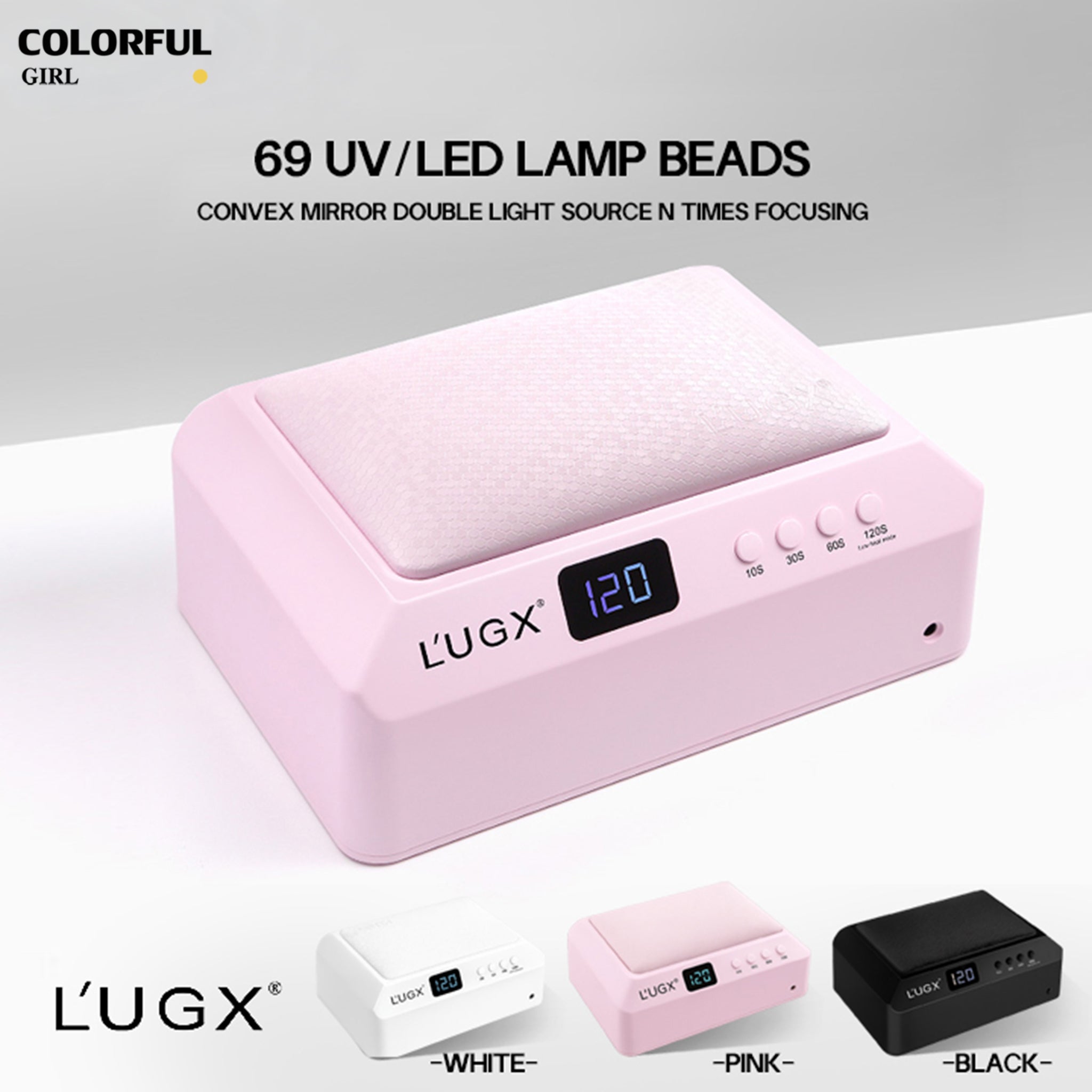 L’UGX  รุ่นLG-205 72 วัตต์ เครื่องอบเล็บเจล (ถอดถาดได้) ใหม่ล่าสุด สีดำ / สีขาว /สีชมพู   มีเบาะรองมือในตัว
