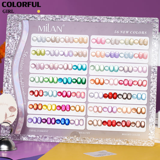 เจลเล็บ MILAN Cat Eye 56 สี | รวมโทนสีครบเซ็ต | นู้ด/สีสด/โฮโลแกรม/โทนเข้ม | เซ็ตเดียวครบทุกสไตล์ เจลตาแมว + สีเจลแคทอายเนื้อซาติน  (ทามาให้แล้ว พร้อมใช้งาน)