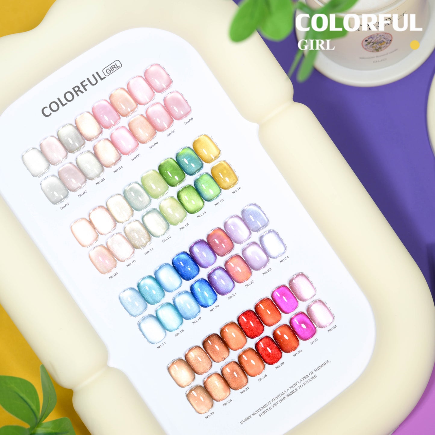 COLORFUL GIRL สีเจลแคทอายเนื้อซาติน + สีเจลแคทอาย 32 สี ✨ ฟีลน้ำใสแบบลูกแก้ว｜เล่นแสงเหมือนดาว｜โทนสีหรูดูแพง (ทามาให้แล้ว พร้อมใช้งาน) 💅