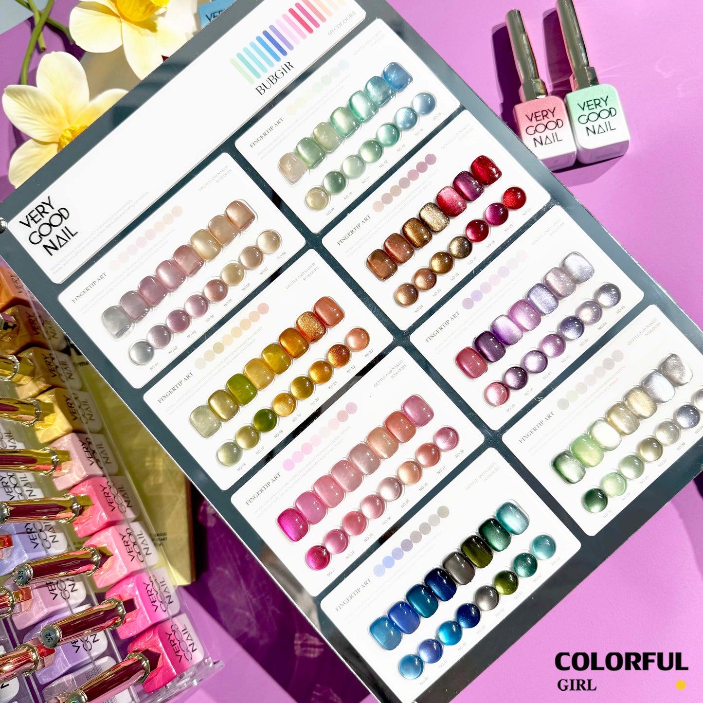 พร้อมส่ง  VERY GOOD 60 สี สีเจลแคทอายเนื้อซาติน+สีเจลแคทอาย 60สี สีลูกแก้ว ฟรีชาร์ทสี มาใหม่ สีขวดตรงกับสีในชาร์ท