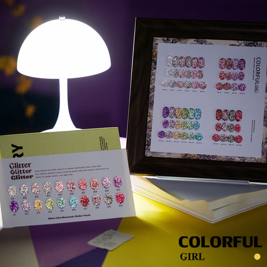 Colorful Girl สีเจลแฟลช 20 สี ✨ เนื้อเจลวิ้งละเอียด สีแน่น เงางาม ติดทนนาน แถมชาร์ทสี