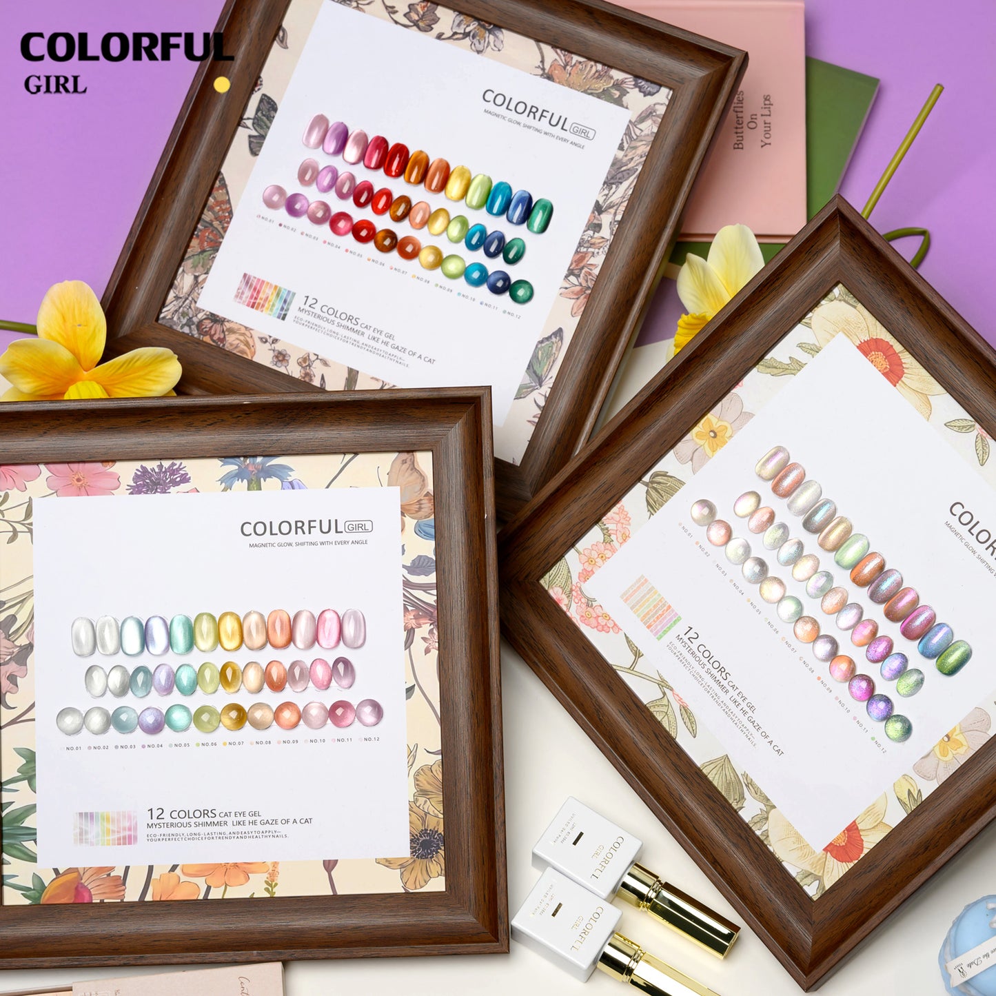 Colorful Girl 12 สี เจลแคทอายออโรร่า (Cat Eye Aurora Gel) สีเจลแคทอายเนื้อซาติน  ฟรีชาร์ทสี