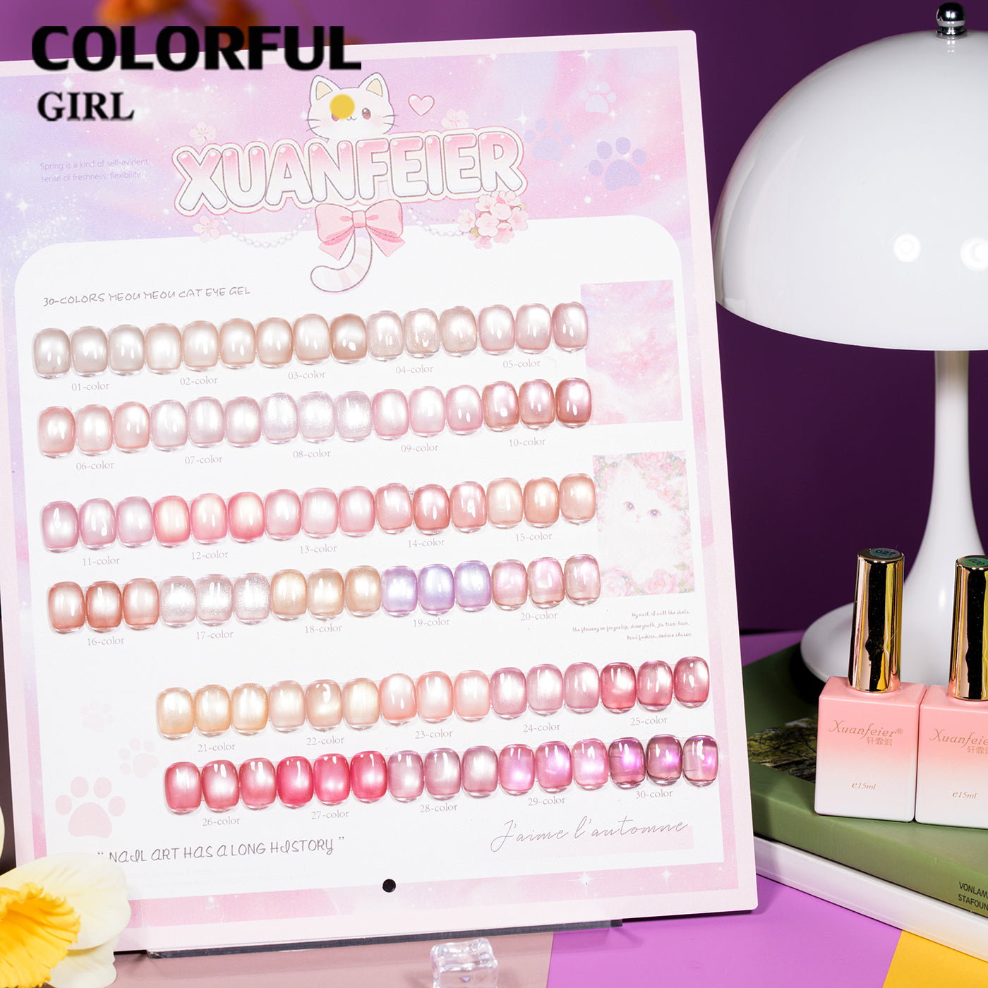 เจลเล็บ XUANFEIER Cat Eye 30 สี | เจลตาแมว + สีเจลแคทอายเนื้อซาติน  โทนนู้ดชมพู/พีช | เนื้อซาติน เล่นแสงละมุน | ขับผิว ดูดีทุกวัน ใช้ได้ทุกโอกาส (พร้อมใช้งาน) ✨