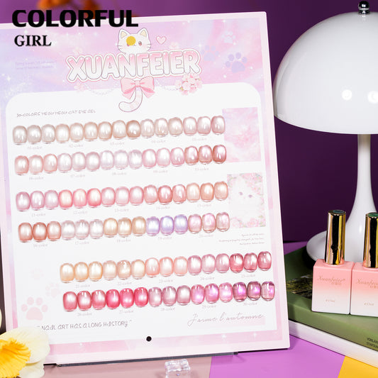 เจลเล็บ XUANFEIER Cat Eye 30 สี | เจลตาแมว + สีเจลแคทอายเนื้อซาติน  โทนนู้ดชมพู/พีช | เนื้อซาติน เล่นแสงละมุน | ขับผิว ดูดีทุกวัน ใช้ได้ทุกโอกาส (พร้อมใช้งาน) ✨