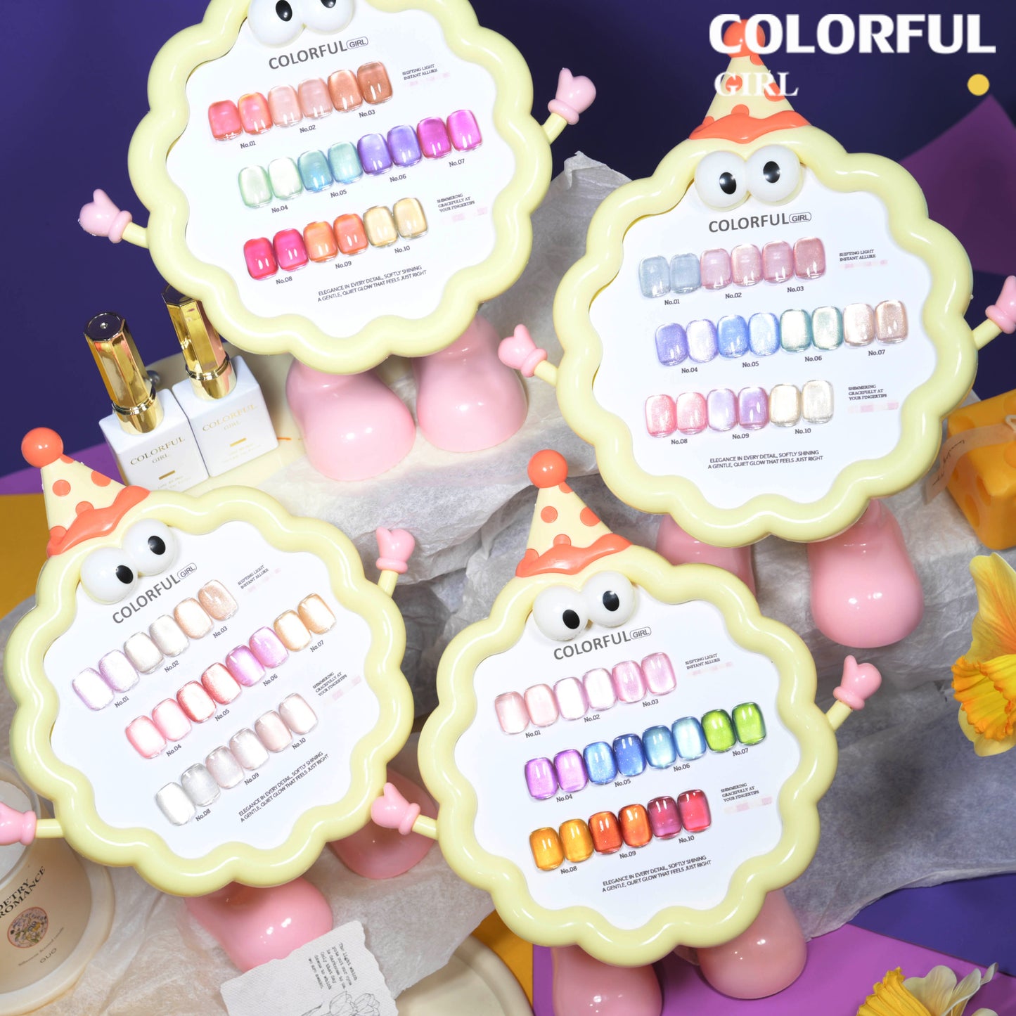 COLORFUL GIRL สีเจลแคทอาย 10 สี ✨ ฟีลซอฟต์มินนี่ลูกกวาดสุดน่ารัก｜เจลลูกแก้วฉ่ำ ๆ แบบเยลลี่｜โทนสีสาวน่ารักสดใส 💛 (ทามาให้แล้ว พร้อมใช้งาน)
