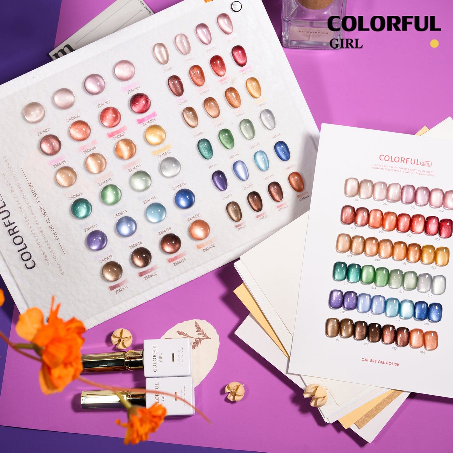 【HOT! พร้อมส่ง】COLORFUL GIRL แคทอายซาติน 24สี🔥 สีเจลลูกแก้ววาวสวย จ่ายครั้งเดียวคุ้ม‼️ แถมชาร์ทสีฟรี   สีเจลแคทอายเนื้อซาติน สีเจลแคทอาย/ สีลูกแก้ว "