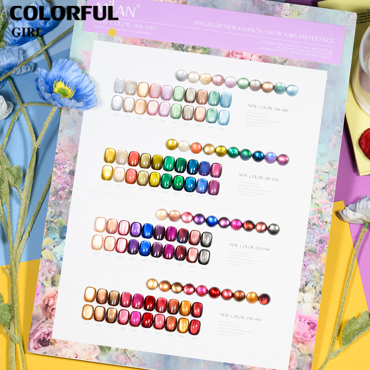 MILAN 40สี เจลแคทอาย + สีเจลแคทอายเนื้อซาติน ฟรีชาร์ทสี