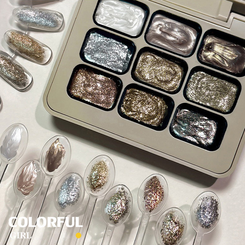 ✨พร้อมส่ง✨ Nail Art Fairy Powder Cream มินิซีรีส์ Nine-square โพลาไรซ์แบบทึบ กลิตเตอร์ละเอียด กาวบำบัดสามมิติสำหรับร้านทำเล็บ
