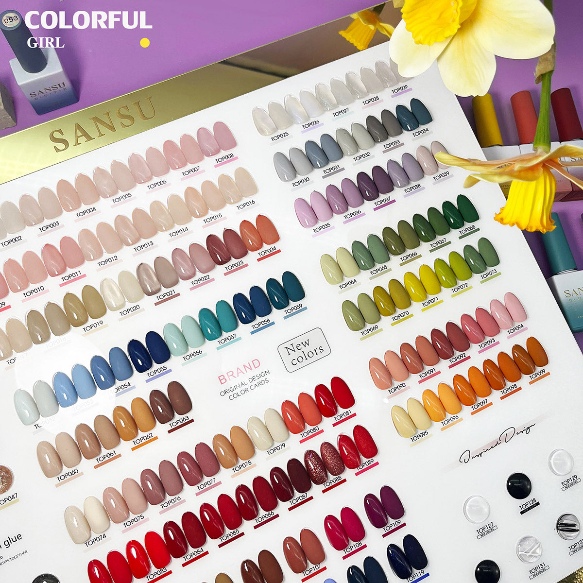 สีเจล SANSU 133 สี ชุดยาทาเล็บ 15ml/ขวด การ์ดสีฟรี +TOP COAT+BASE COAT ชุดร้านเล็บ พร้อมชาร์ทโชว์ ขวดสีเดียวกับสี