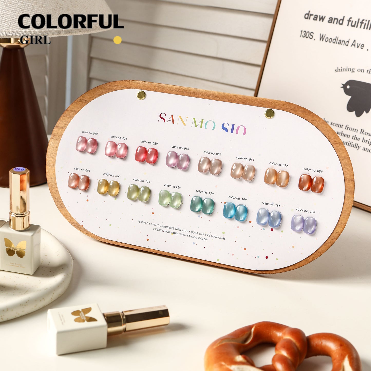 【พร้อมส่ง】16สี เจลหินอ่อนสีรุ้ง   สีเจลแคทอายเนื้อซาติน  สีเจลแคทอาย SANMO สี （ SANMO) สีเจล16สี   แถม ชาร์ทสี