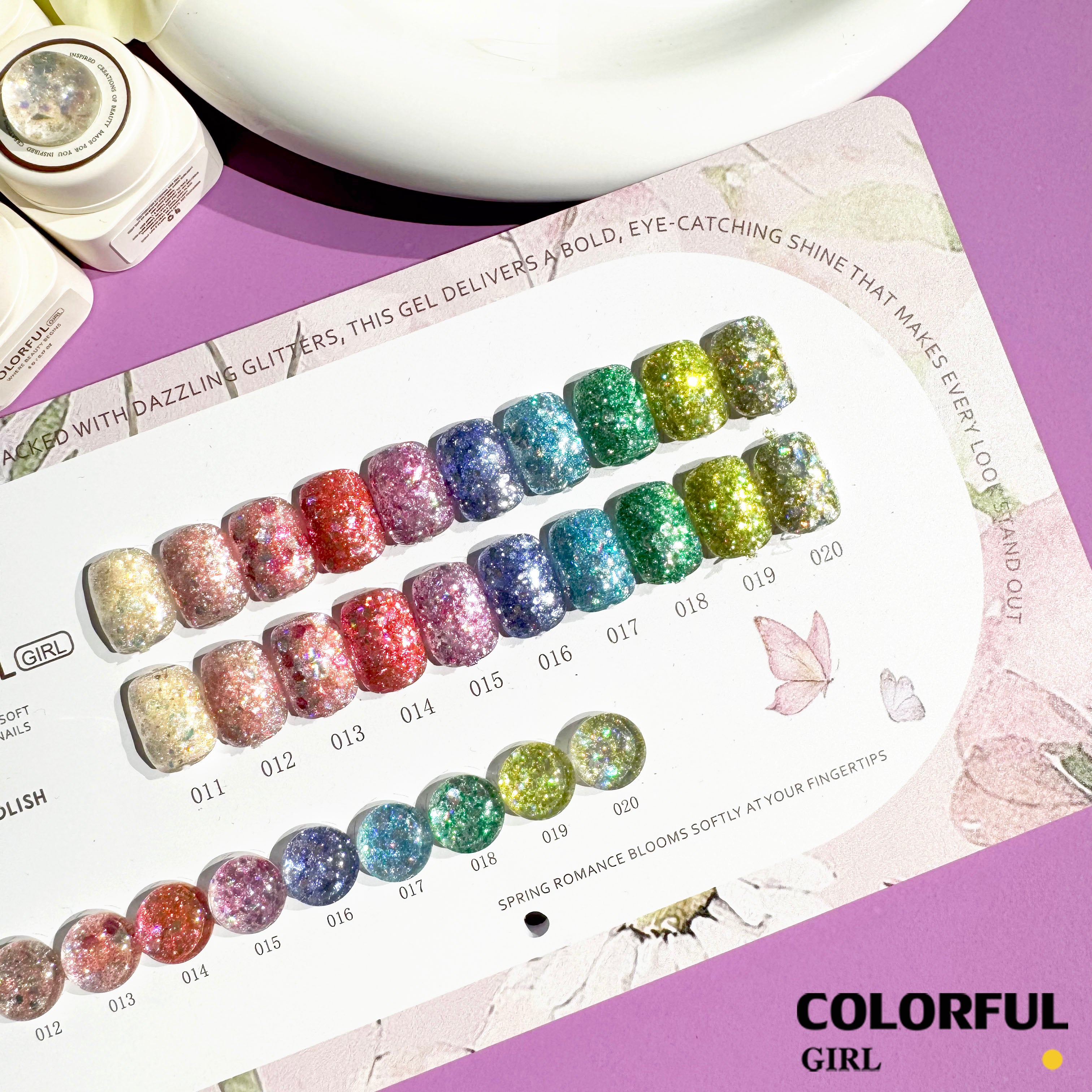 【พร้อมส่ง】COLORFUL GIRL สีเจล 10 สี ✨ กลิตเตอร์แบบกระปุกเนื้อเข้มข้น |ฟรีชาร์ทสี (แถมชาร์ทสี ทามาให้แล้ว พร้อมใช้งาน