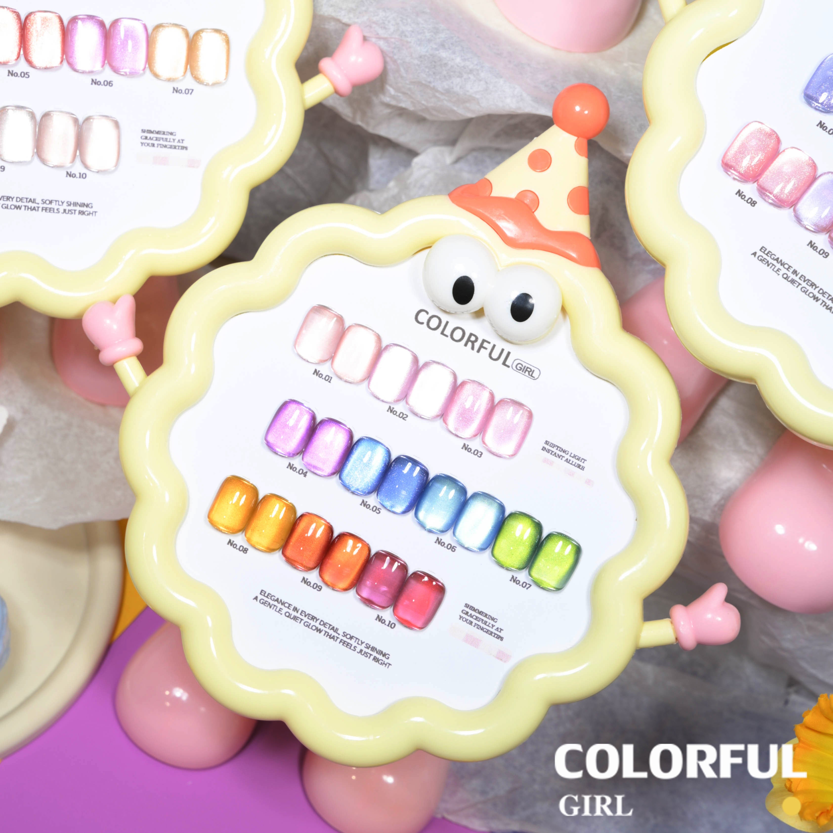 COLORFUL GIRL สีเจลแคทอาย 10 สี ✨ ฟีลซอฟต์มินนี่ลูกกวาดสุดน่ารัก｜เจลลูกแก้วฉ่ำ ๆ แบบเยลลี่｜โทนสีสาวน่ารักสดใส 💛 (ทามาให้แล้ว พร้อมใช้งาน)