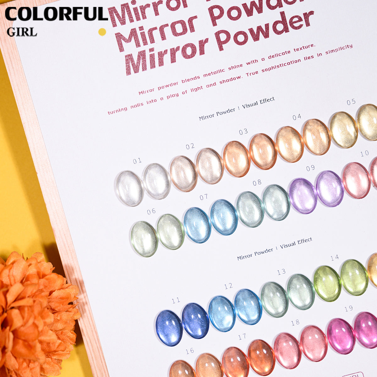 COLORFUL GIRL ผงขัดเล็บโทนสีแคนดี้แบบกระจก |  20 สีสดใส |  เลือกซื้อได้ทั้งชุดและแยกสี 💅🏻 แถมแปรงขัด
