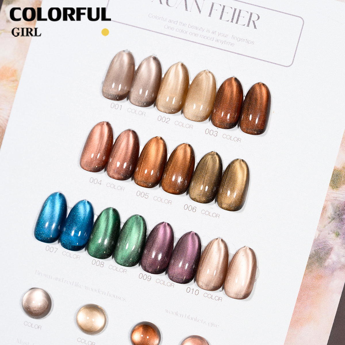 XUANFEIER สีลูกแก้ว 10 สี | สุดพรีเมียม สีเด่นชัด  ฟรีชาร์ทสี