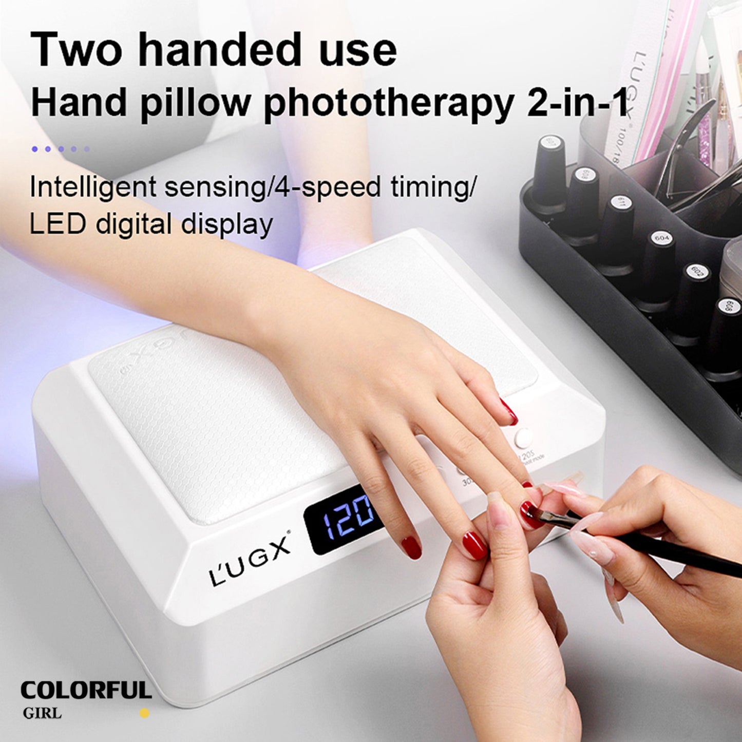 L’UGX  รุ่นLG-205 72 วัตต์ เครื่องอบเล็บเจล (ถอดถาดได้) ใหม่ล่าสุด สีดำ / สีขาว /สีชมพู   มีเบาะรองมือในตัว