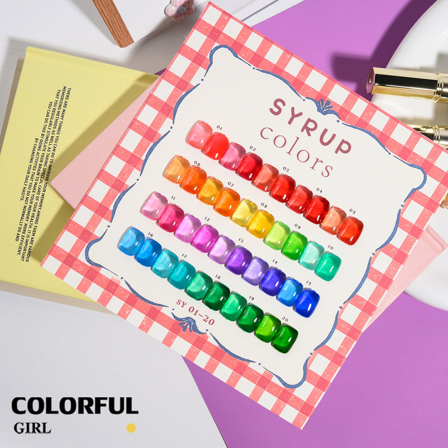 【พร้อมส่ง】COLORFUL GIRL สีเจลไซรัป 20 สี เนื้อสีใสชัด โปร่งแสง เม็ดสีแน่น สีสดชัด โทนสีลูกกวาด โทนสะอาด น่ารัก สบายตา เหมาะสำหรับร้านทำเล็บ (ทามาให้แล้ว พร้อมใช้งาน)