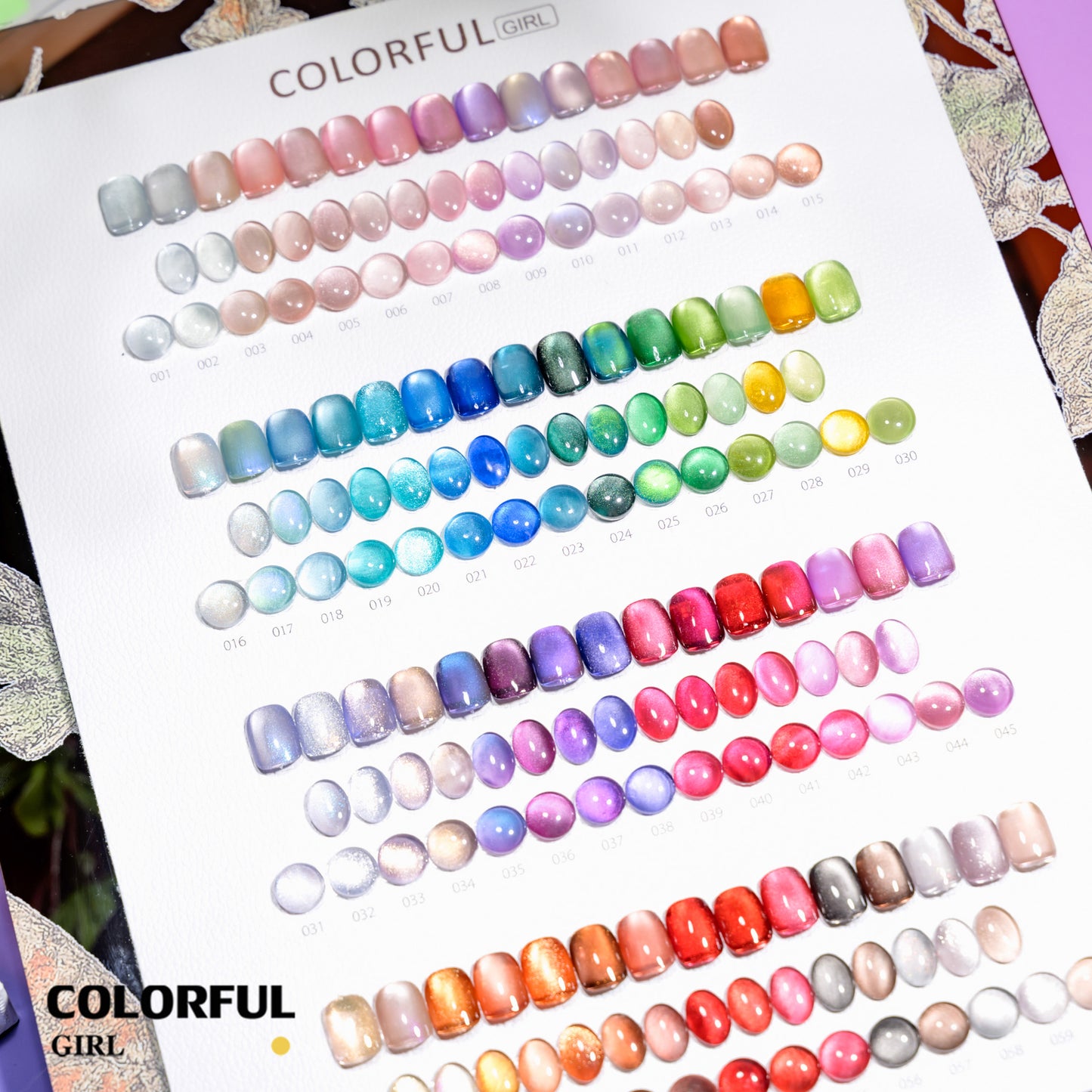 COLORFUL GIRL 60 สี ✨ สีเจลแคทอายเนื้อซาติน + สีเจลแคทอายลูกแก้ว  สีสวยแน่นชัด ติดทนนาน ฟรีชาร์ทสี
