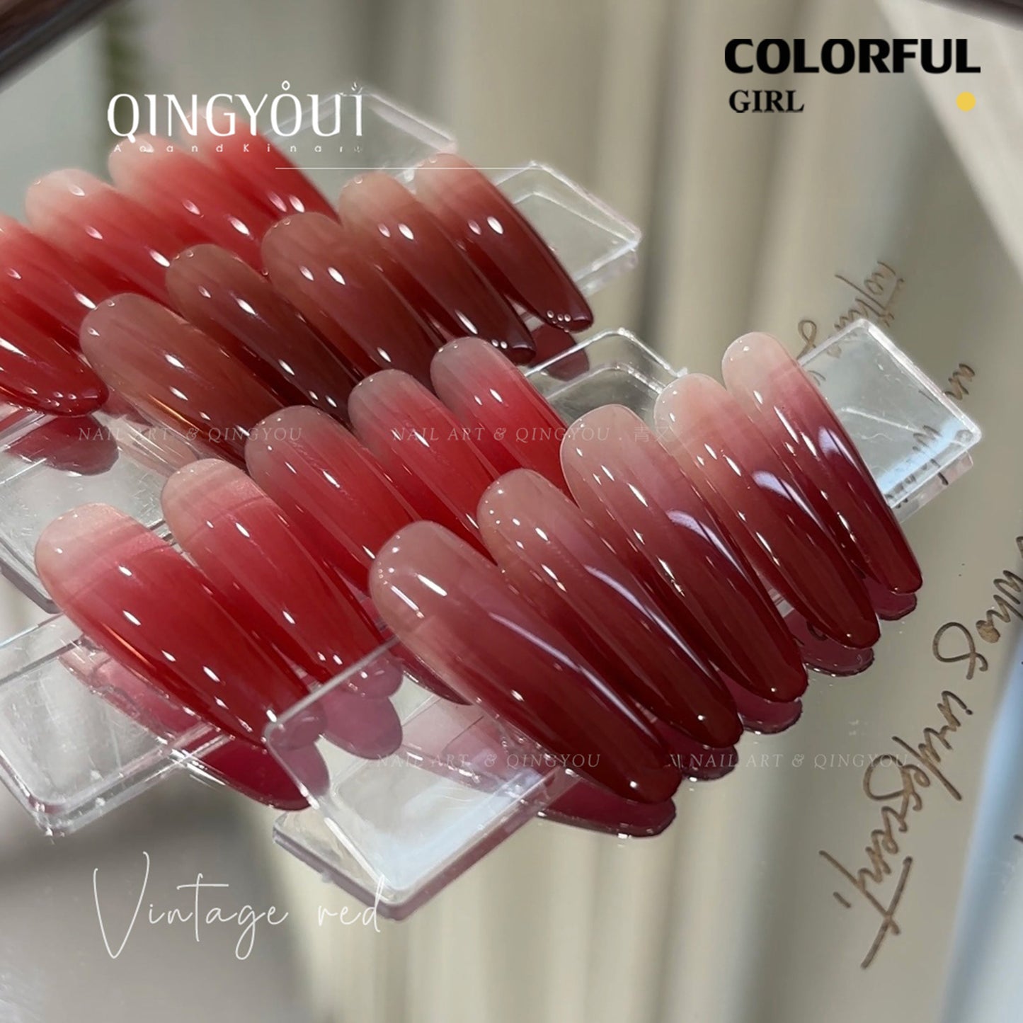 Qingyou Solid Pat Gel 4-Square Series เจลแพตโทนแดงวินเทจ เนื้อเนียนละเอียด สีแน่น