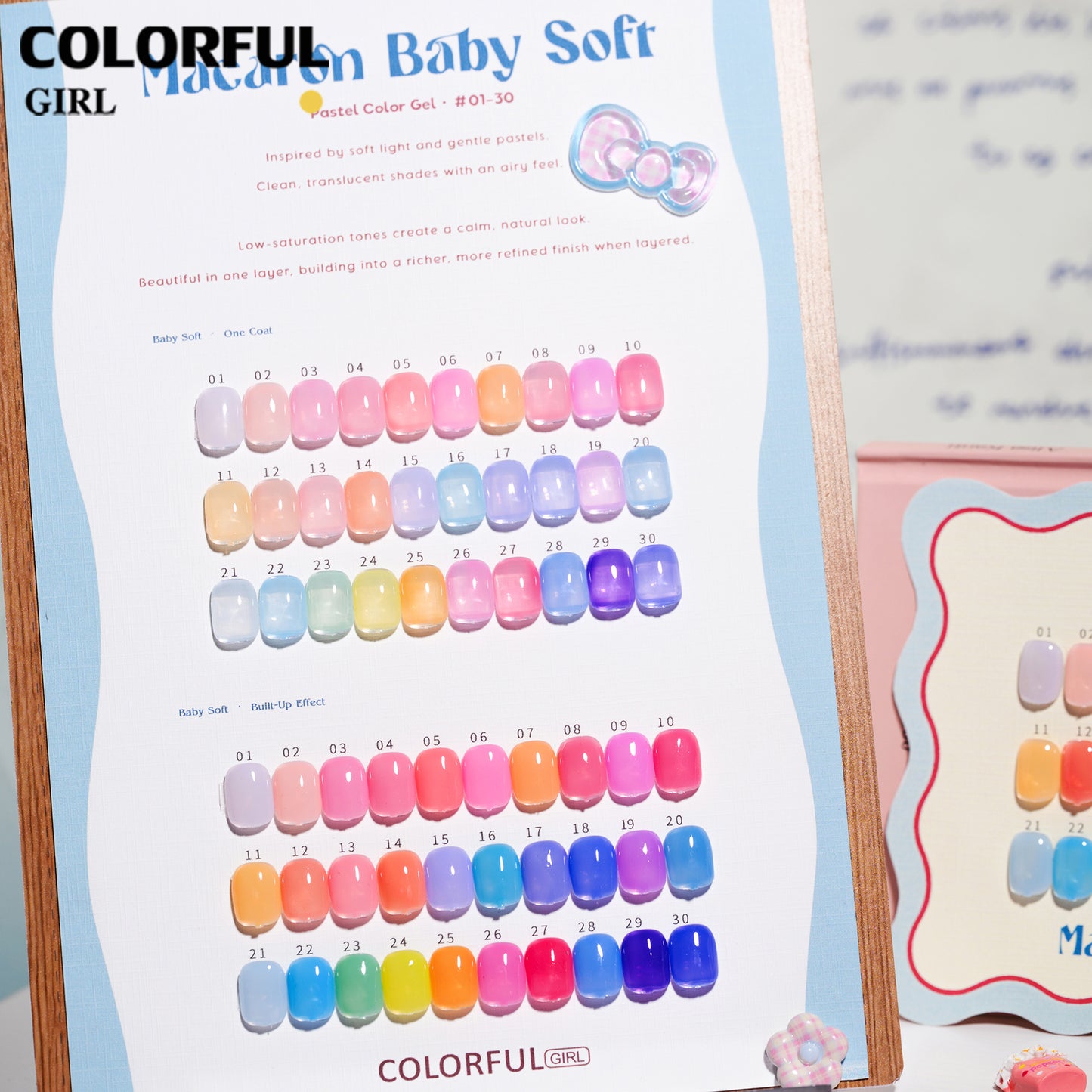 🔥 สินค้าขายดี | 【พร้อมส่ง】COLORFUL GIRL สีเจลไซรัป Baby Soft โทนเบบี้นมใส เนื้อนมละมุน กึ่งโปร่งแสง สีชัดสวย 30 สี (ทามาให้แล้ว พร้อมใช้งาน) ชาร์ตสีเจลสำหรับร้านทำเล็บ
