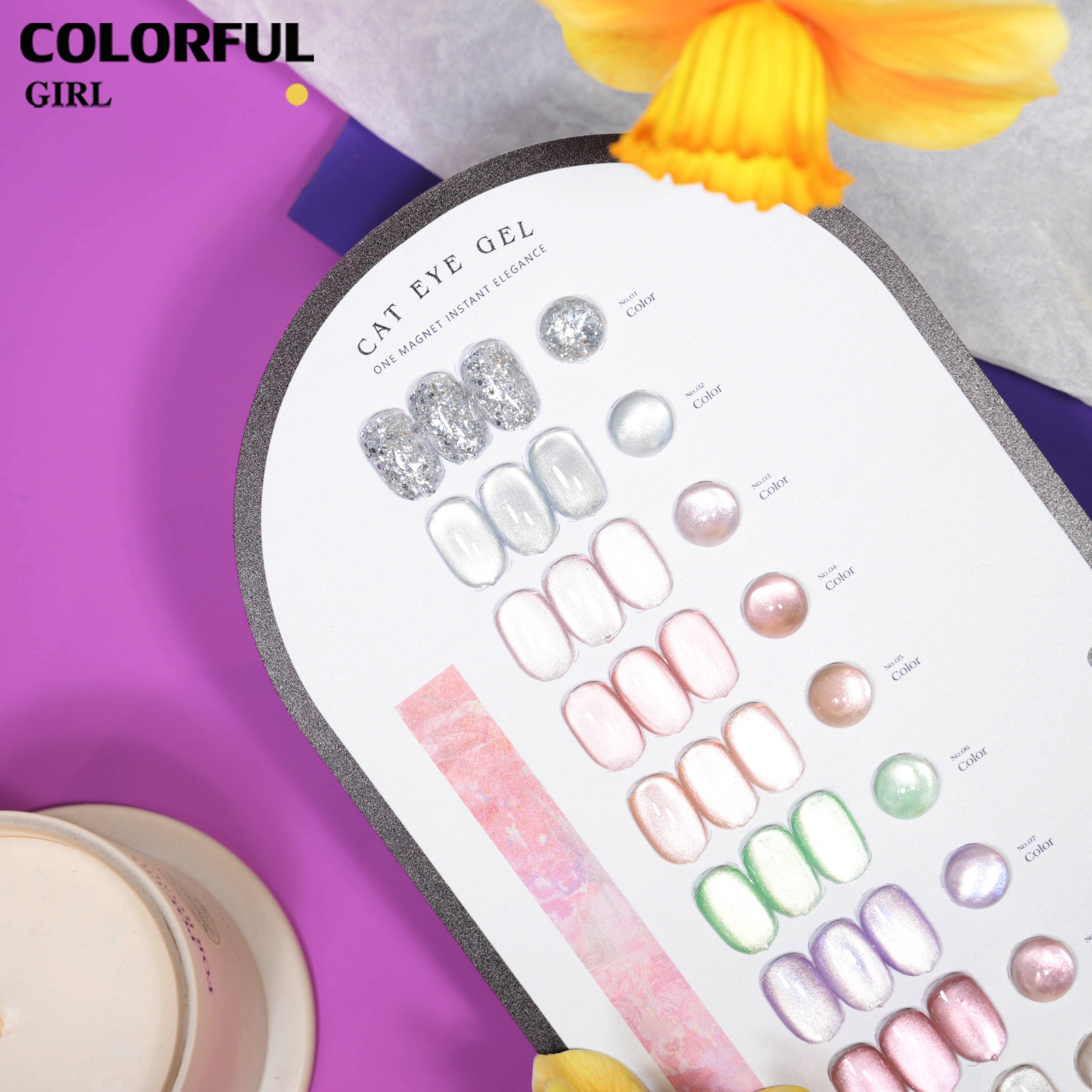 COLORFUL GIRL Dewy Glow Cat Eye 10 สี ✨ ฟีลน้ำใสวิ้งวาวแบบฝัน｜สีเจลแคทอาย + สีเจลกลิซเตอร์ ｜โทนสีหวานละมุน สไตล์สาวน่ารัก 💖 (ทามาให้แล้ว พร้อมใช้งาน)