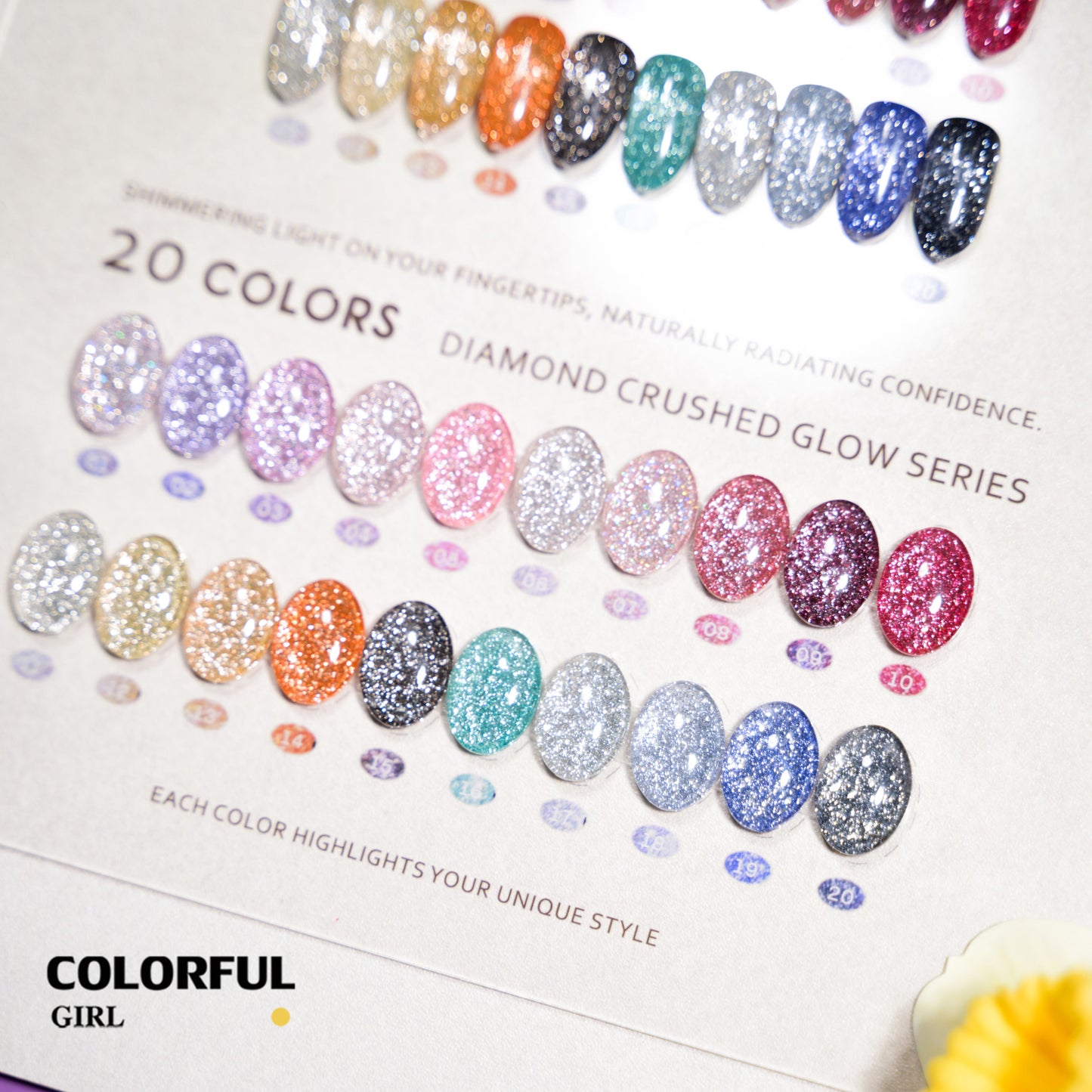 COLORFUL GIRL เจลแฟลชโอปอล 20 สี ✨ วิ้งระยิบระยับ ฟรีชาร์ทสี
